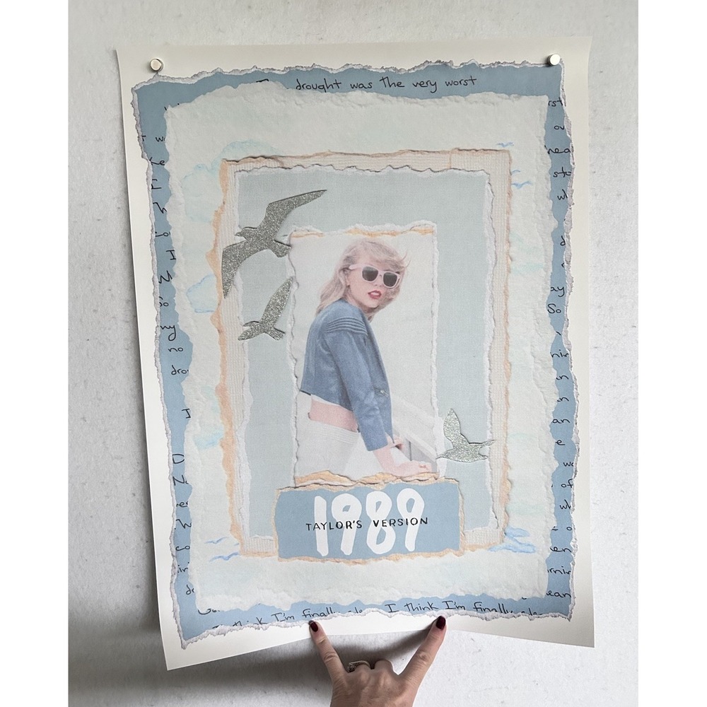 Taylor Swift 1989 Taylor's Version Seagull Glitter Lithograph Poster EUC! 18x24"